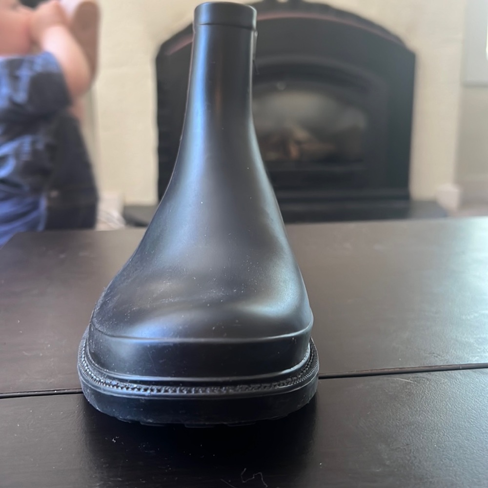 Black rain boots